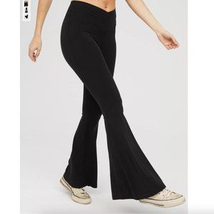 OFFLINE By Aerie Real Me High Waisted Crossover Rib Super Flare Legging Black